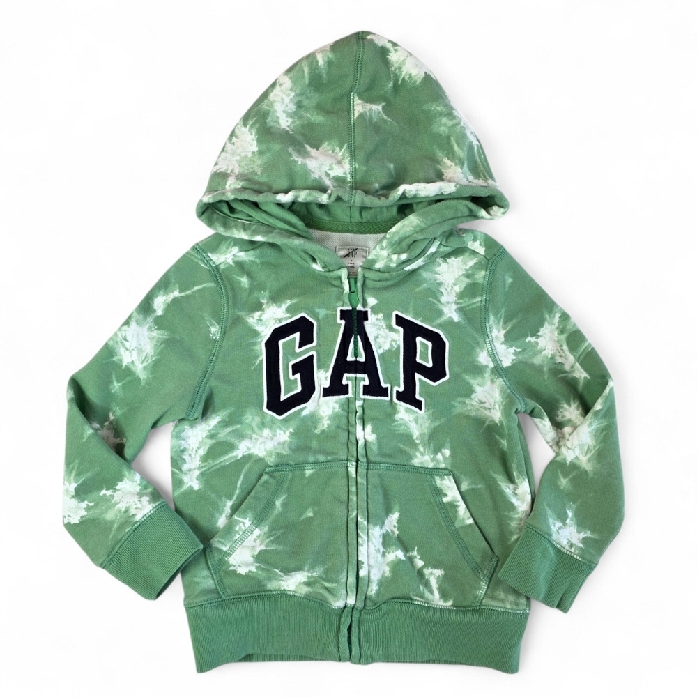GAP Tie Dye Full Zip Spellout Logo Hooded Sweatshirt Boys Girls Unisex Size 4T